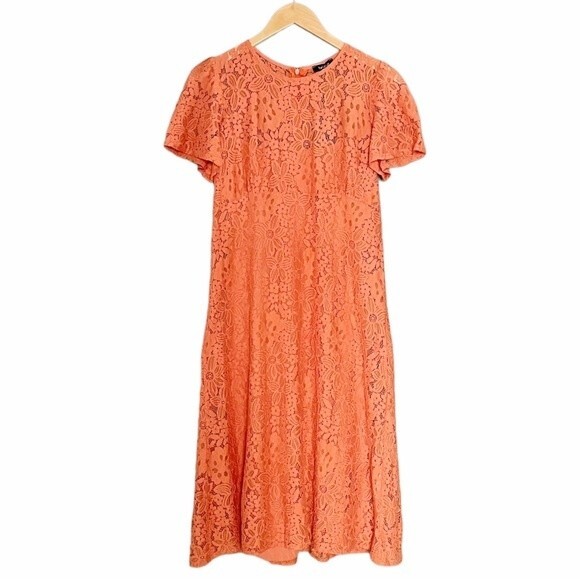 NWT Y2K Talco Terracotta Italian Made Lace Midi Dress & Slip Women’s Size Medium - Picture 4 of 15